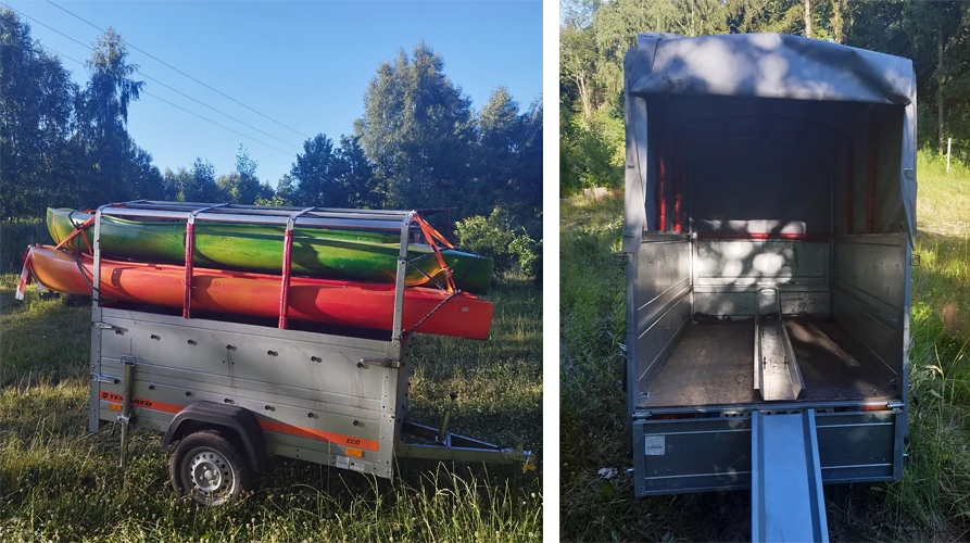 Wynajem przyczepi na 2 kajaki lub motocykl